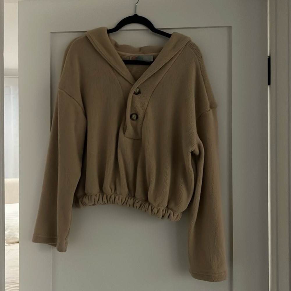 Free People Beach Cream Bino Button Pullover Size S